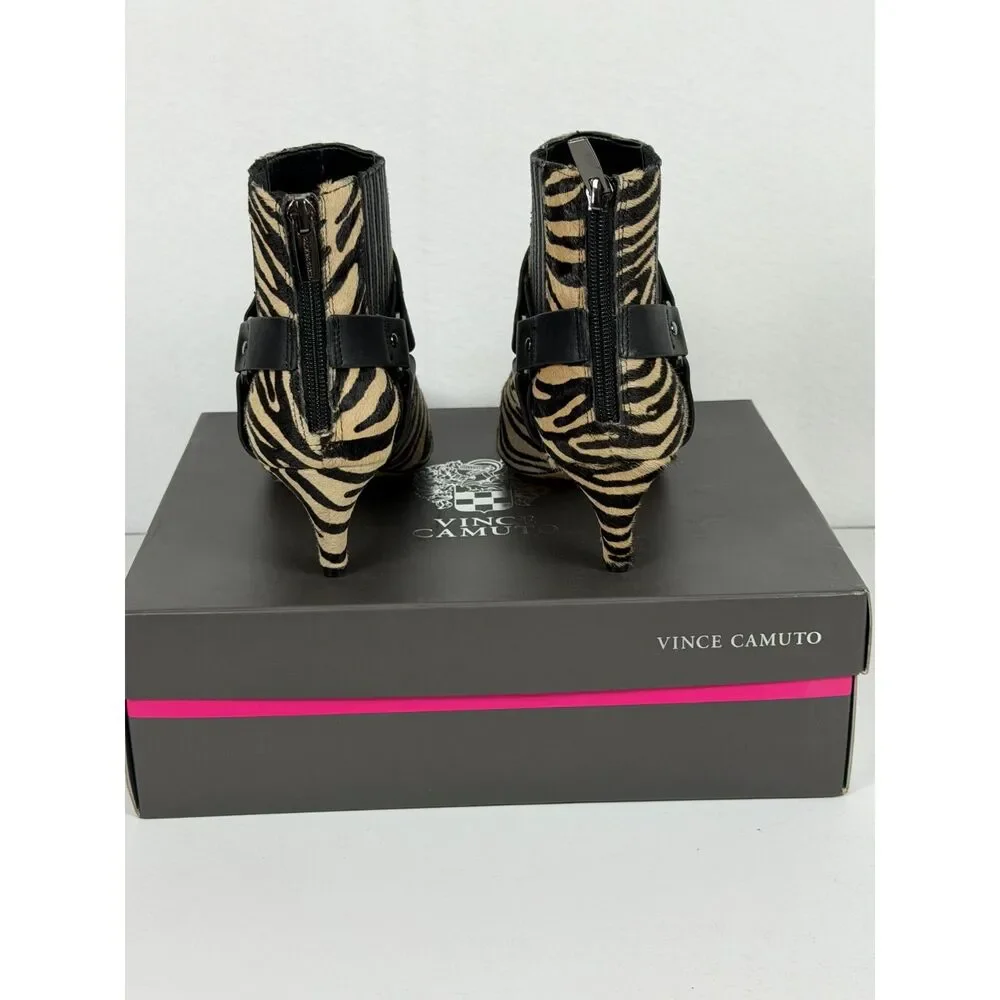 Vince Camuto Merrie Boots Size 7M Zebra Calf Hair Pointed Toe Ankle Booties NWT